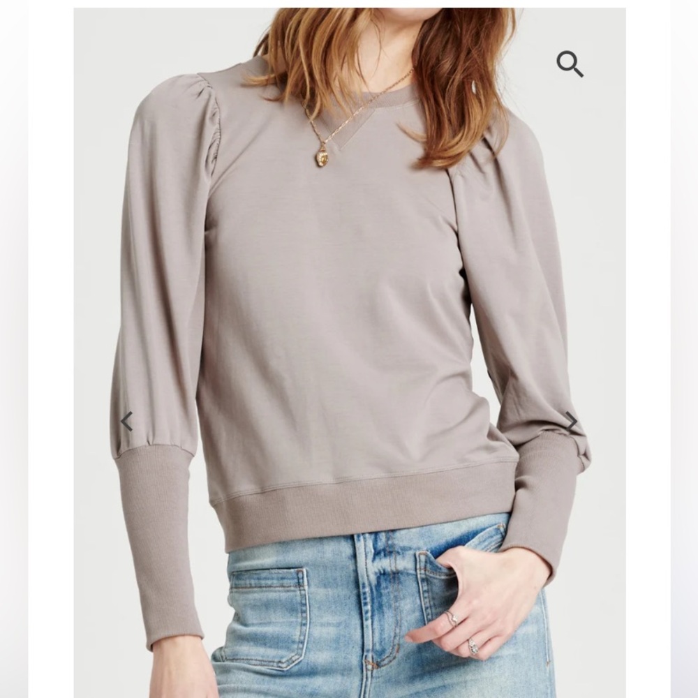 Another Love Tara Puffed Sleeve Sweatshirt Granite